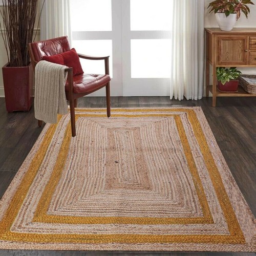 Jute rug carpet hand braided - jute,
