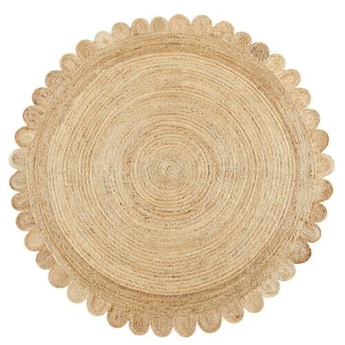 Rug round natural jute - round, scallop